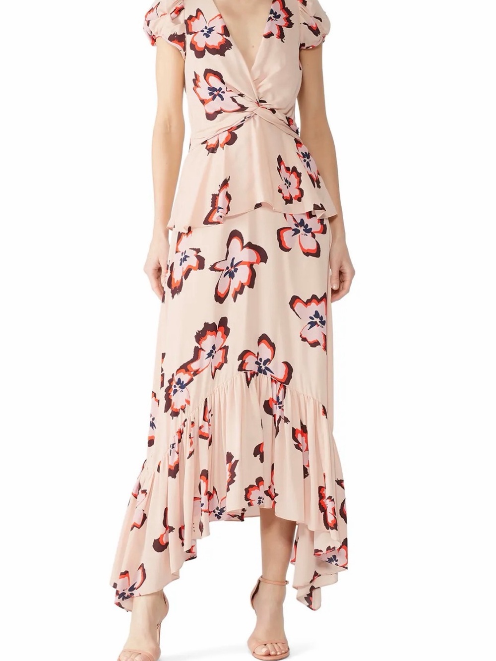 ALC Zadie Silk Ruffle Floral Maxi Dress